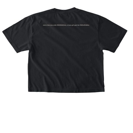 BiblioTiddies Bottle Apparel, a Black Comfort Colors Boxy Tee (back-view)