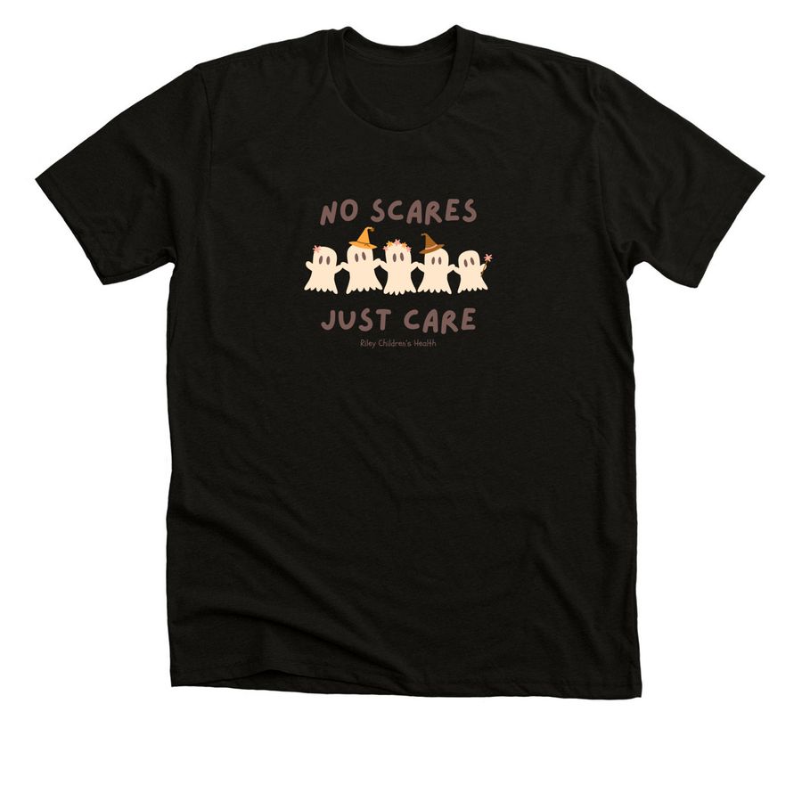 No Scares, Just Care, a Black Heather Premium Unisex Tee