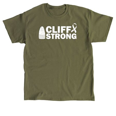 Cliff Strong Dark Colored Apparel, a Military Green Classic Unisex Tee