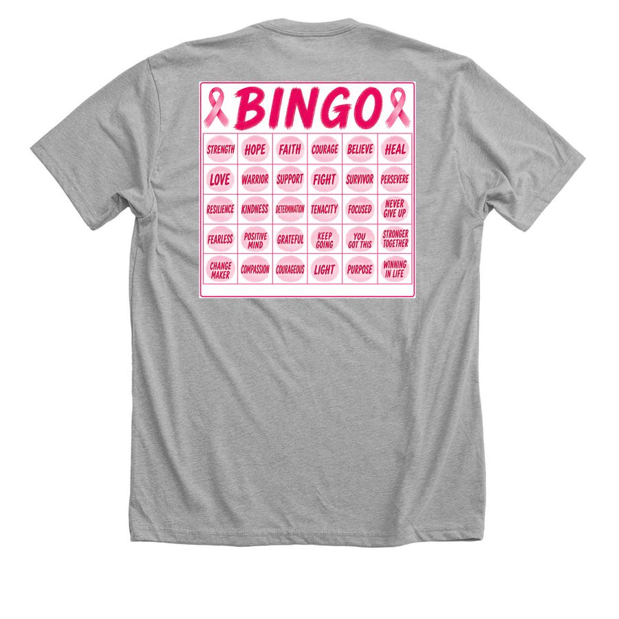 BINGO for Boobs: Words of Strength&nbsp;, a Athletic Heather Premium Unisex Tee (back-view)