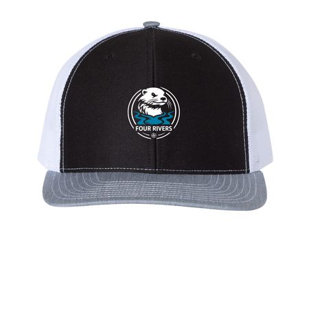 Four Rivers HATS - HSNI Fundraising, a Black/ White/ Heather Grey Printed Snapback Trucker Cap
