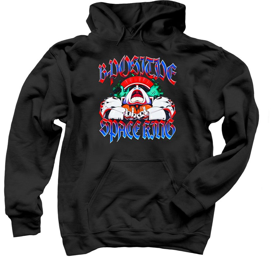 B Positive Space King Shirt, a Black Pullover Hoodie