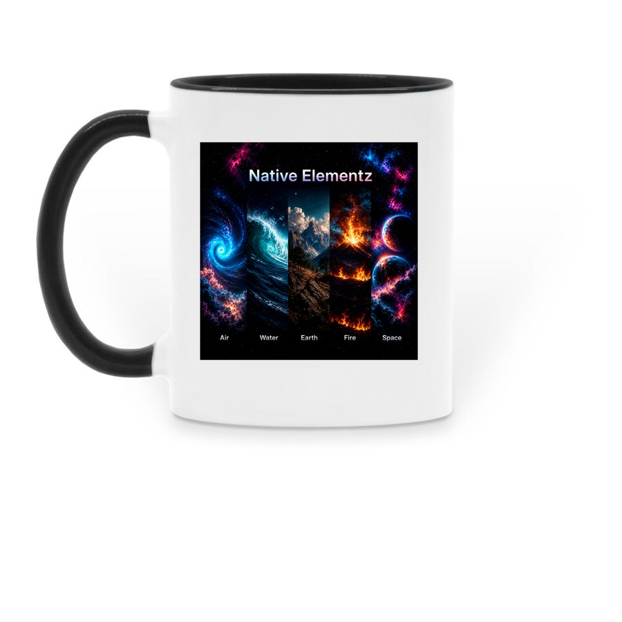 Native Elementz Coffee Mug 2, a Black Two-Tone Ceramic Mug (back-view)