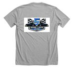 Fuel the Finish ? 5 More Laps Racing, a Athletic Heather Premium Unisex Tee (back-view)