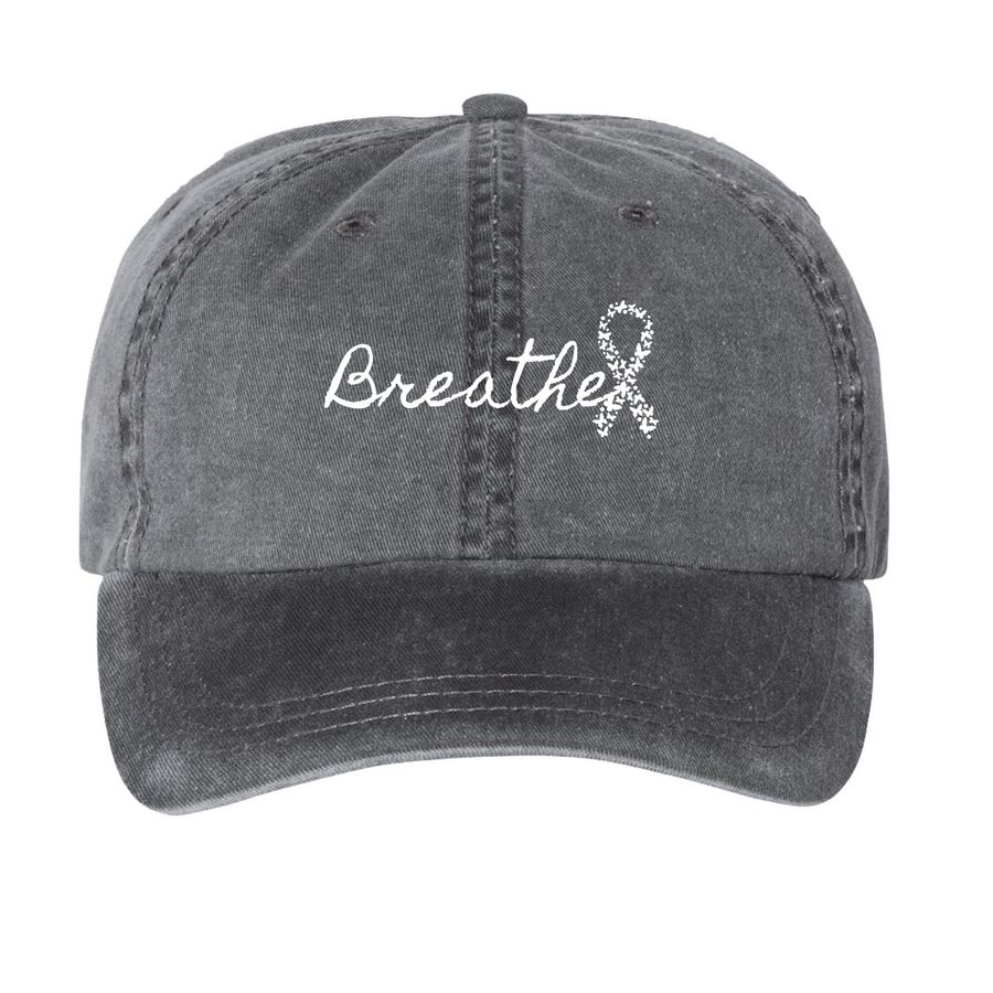 Breathe, a Black Printed Pigment Dye Baseball Cap