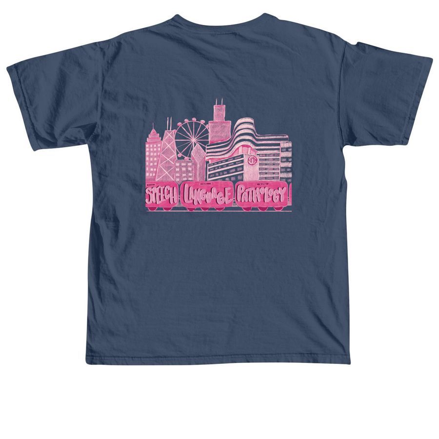 Speech Language pathology, a Midnight Comfort Colors Unisex Tee (back-view)