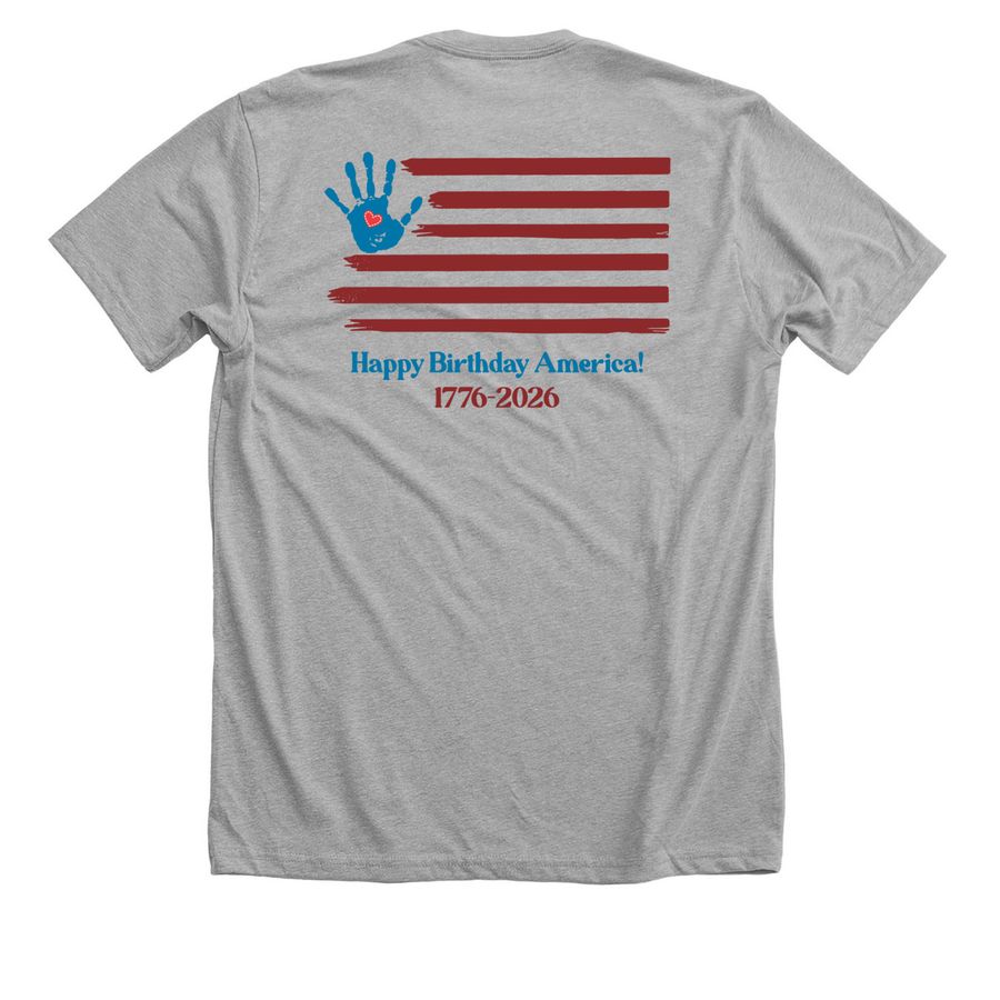 Happy Birthday America!, a Athletic Heather Premium Unisex Tee (back-view)