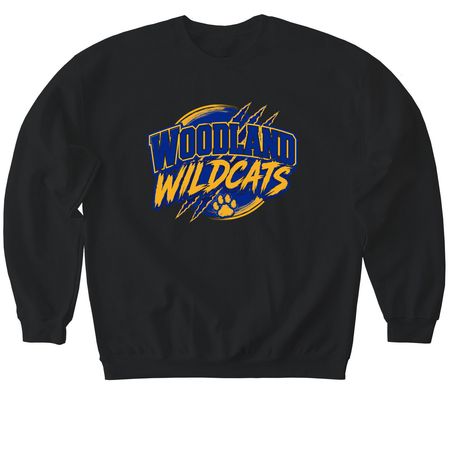 Woodland Elementary School- Blue/Gold, a Black Softstyle Crewneck Sweatshirt
