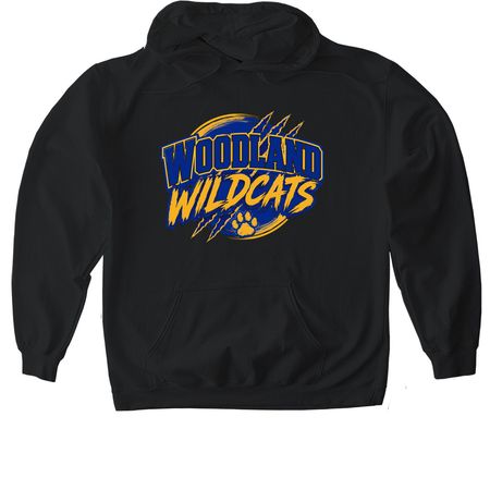 Woodland Elementary School- Blue/Gold, a Black Gildan Softstyle Pullover Hoodie