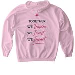 Chicago Women in Philanthropy&nbsp;(black text), a Light Pink Gildan Softstyle Pullover Hoodie (back-view)