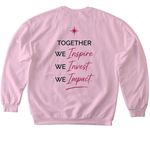 Chicago Women in Philanthropy&nbsp;(black text), a Light Pink Softstyle Crewneck Sweatshirt (back-view)