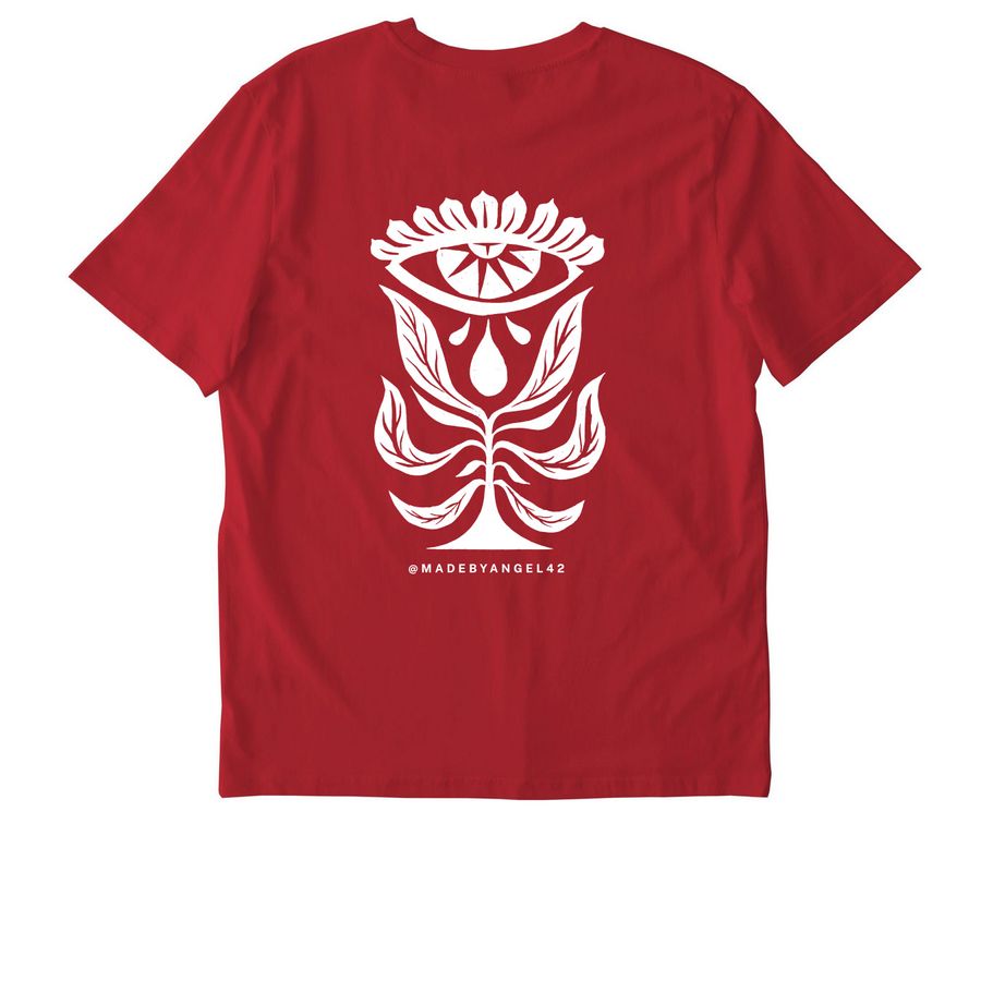 DECOLONIZE KNOWLEDGE, a Red Stanley/Stella Unisex Creator 2.0 Tee (back-view)