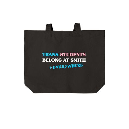 Trans Students Belong Everywhere, a Deep Black Cotton Canvas Tote Bag