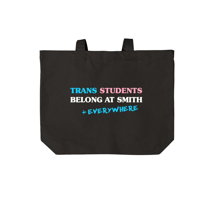 Trans Students Belong Everywhere, a Deep Black Cotton Canvas Tote Bag