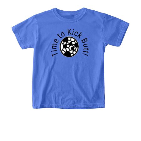 Soccer Design T-Shirt and More, a Flo Blue Comfort Colors Youth Tee