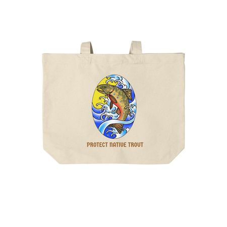 Protect Native Trout Tote, a Natural Cotton Canvas Tote Bag