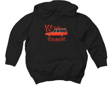 W is for Wagon (Toddler), a Black Toddler Pullover Hoodie