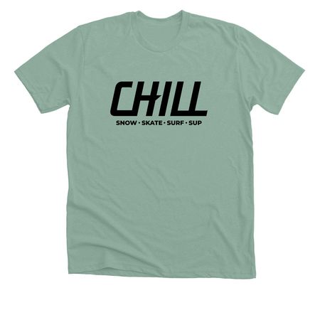 SNOW.SKATE.SURF.SUP, a Heather Dusty Blue Premium Unisex Tee