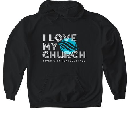 I Love My Church&nbsp;, a Black Gildan Softstyle Pullover Hoodie