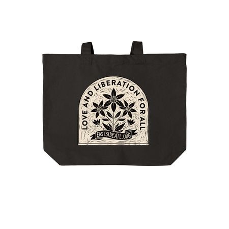 Love and Liberation Tote Bag, a Deep Black Cotton Canvas Tote Bag