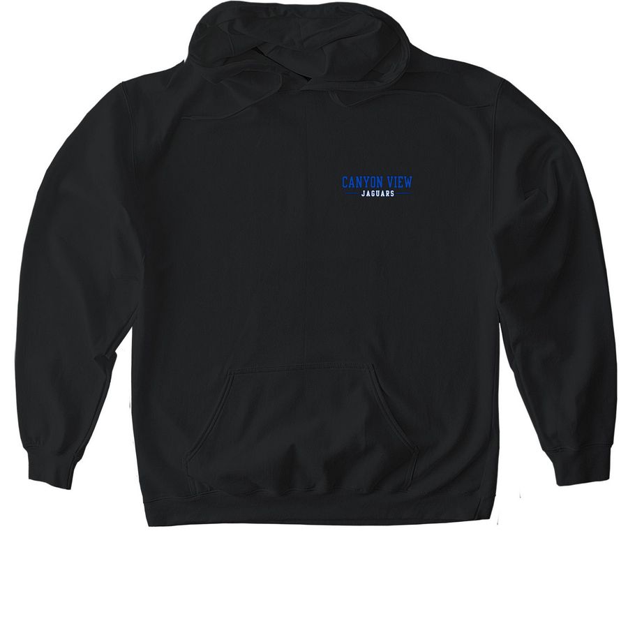 Canyon View Chest Sweaters - w/ Jaguar Back, a Black Gildan Softstyle Pullover Hoodie
