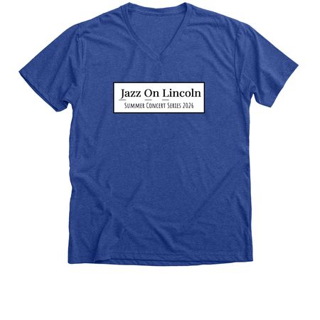 Jazz On Lincoln 2026 Shirts, a Heather True Royal Premium V-Neck Tee