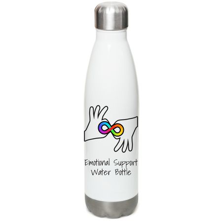 "Emotional Support" Water Bottle, a White Stainless Steel Water Bottle