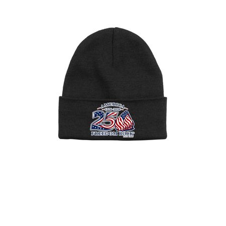 America 250 Freedom Rock Stocking Hat, a Black Printed Base Camp Beanie