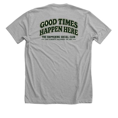 MEET ME AT THE HAPPENING, a Athletic Heather Premium Unisex Tee (back-view)