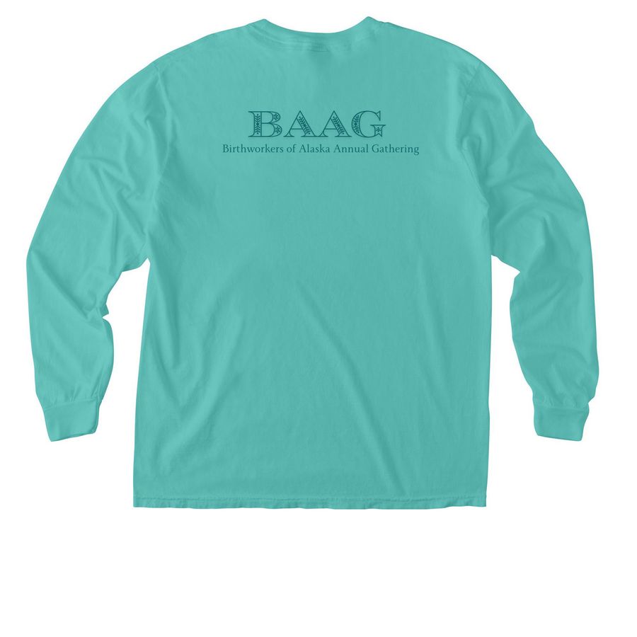 BAAG Swag 2026, a Chalky Mint Comfort Colors Long Sleeve Pocket Tee (back-view)