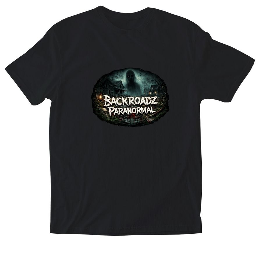 Backroadz Paranormal Shirt Logo 2, a Black Softstyle Cotton Tee
