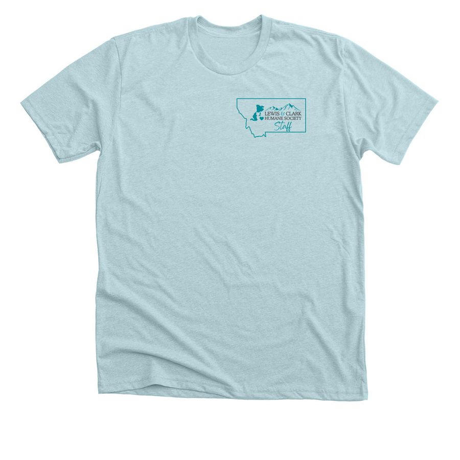 LCHS Staff Logo (Color) Shirt/Sweatshirt, a Heather Ice Blue Premium Unisex Tee