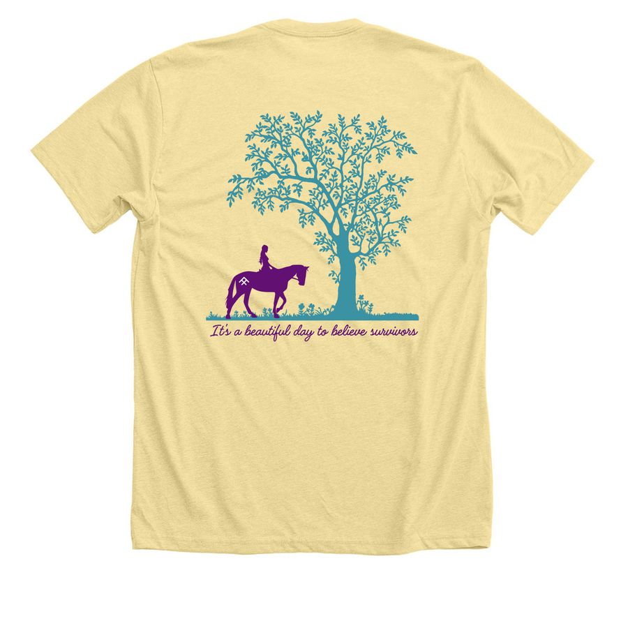 Hoofprints for HAVEN 2026, a Heather French Vanilla Premium Unisex Tee (back-view)