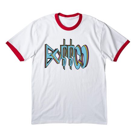BO$$CO Signature, a White/ Red Cotton Ringer Tee