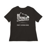 Trinity Lutheran School, a Black Women?s Relaxed Cotton Tee (back-view)