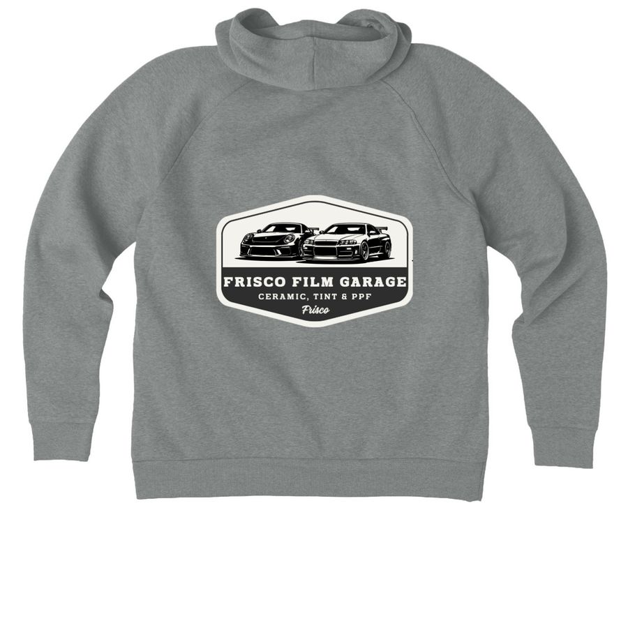 Frisco Film Garage Apparel, a Aluminum Grey Heather Allmade Organic CVC Pullover Hoodie (back-view)