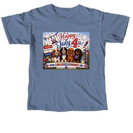 Cavaliers and 4th of July, a Blue Jean Comfort Colors Unisex Tee