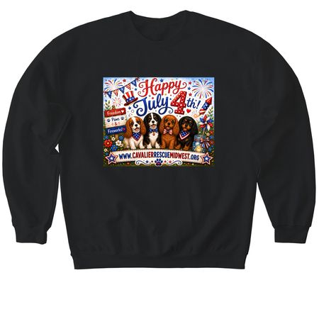 Cavaliers and 4th of July, a Black Softstyle Crewneck Sweatshirt
