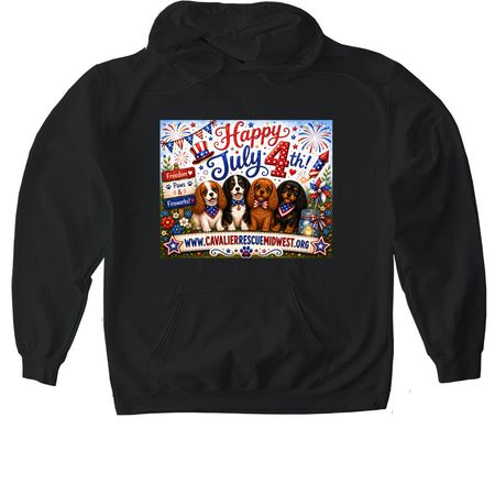 Cavaliers and 4th of July, a Black Gildan Softstyle Pullover Hoodie
