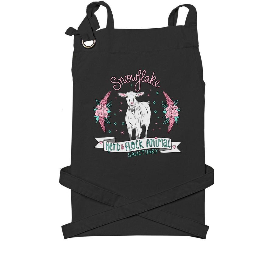 Snowflake, a Black Cotton Canvas Pocket Apron