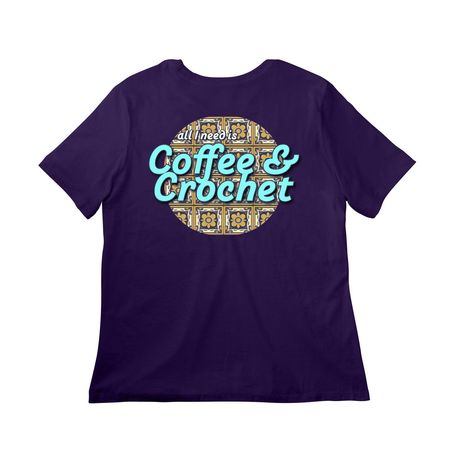 Coffee & Crochet, a Team Purple Women?s Relaxed Cotton Tee