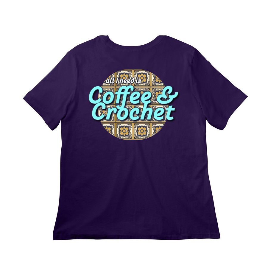 Coffee & Crochet, a Team Purple Women?s Relaxed Cotton Tee
