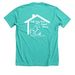 Half-Way Home Think Spring (White Logo), a Heather Sea Green Premium Unisex Tee (back-view)