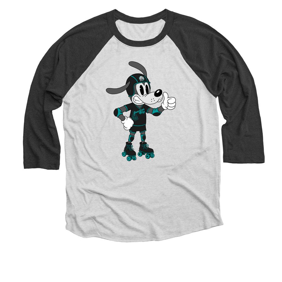 Derby for the Dogs Fundraiser, a Black and Heather White 3/4 Sleeve Baseball Tee