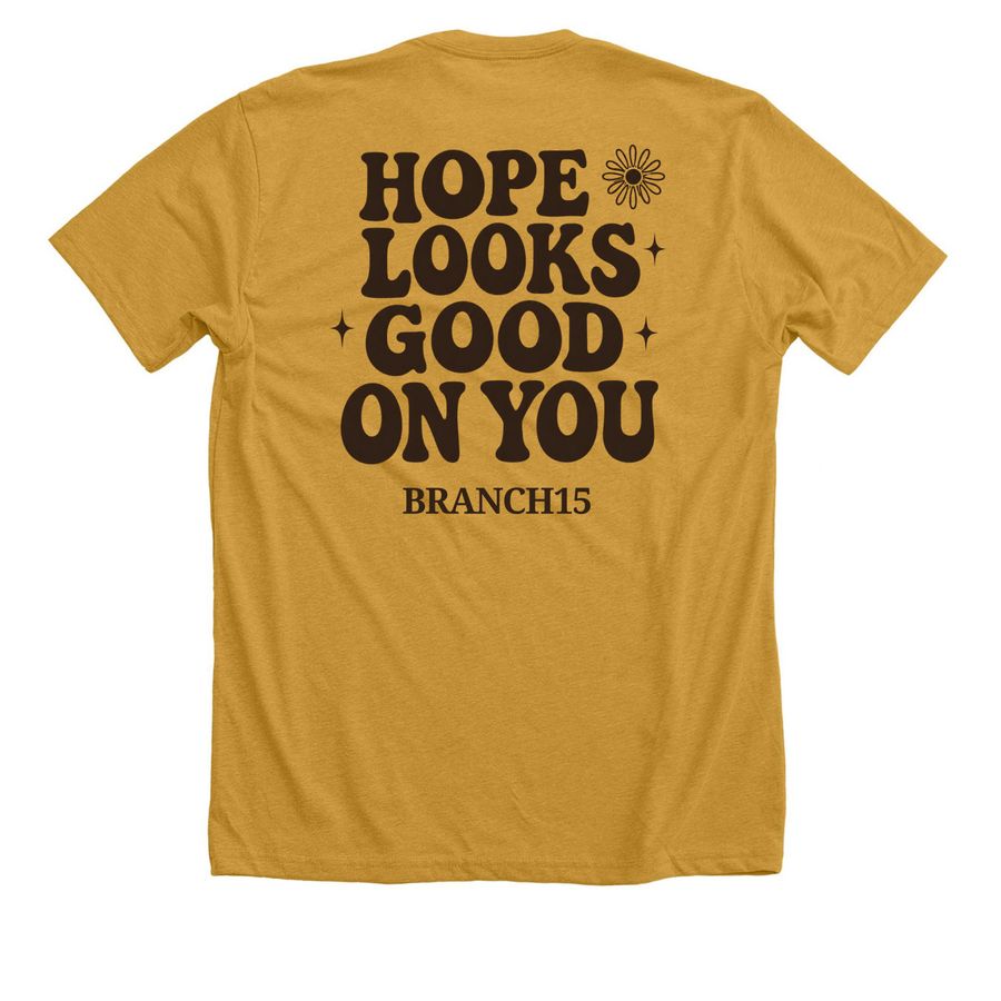 Hope Looks Good, a Heather Mustard Premium Unisex Tee