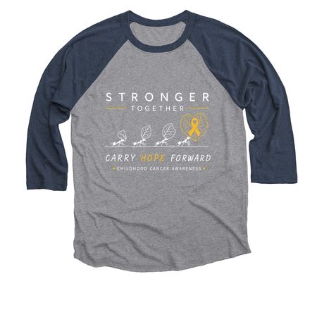 Stronger Together - Carry Hope Forward&nbsp;, a Vintage Navy and Premium Heather 3/4 Sleeve Baseball Tee