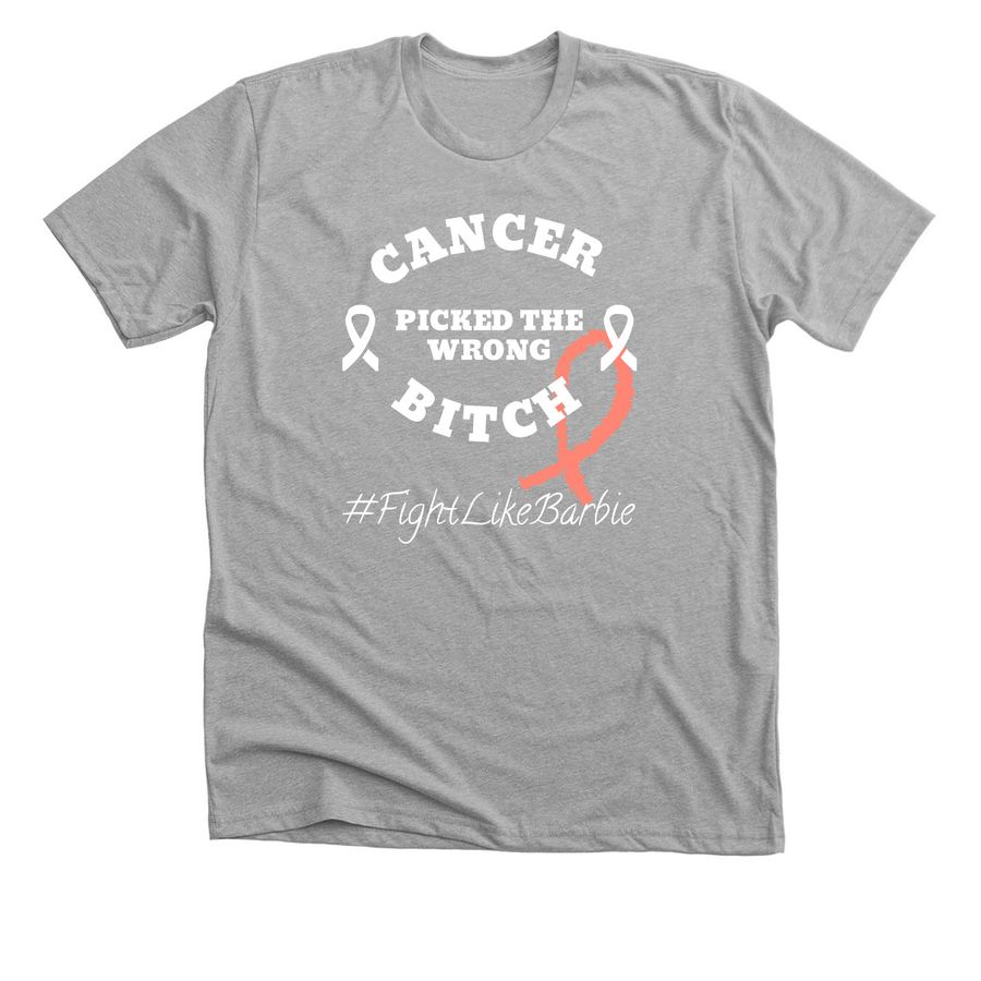 CANCER PICKED THE WRONG B!TCH, a Athletic Heather Premium Unisex Tee