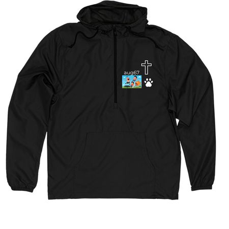 aug, a Black Quarter-Zip Windbreaker