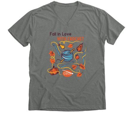 Fall in Love with Crochet, a Deep Heather Premium V-Neck Tee