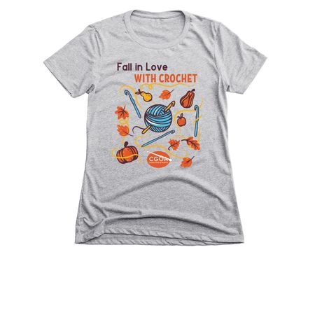 Fall in Love with Crochet, a Dark Heather Grey Women's Slim Fit Tee